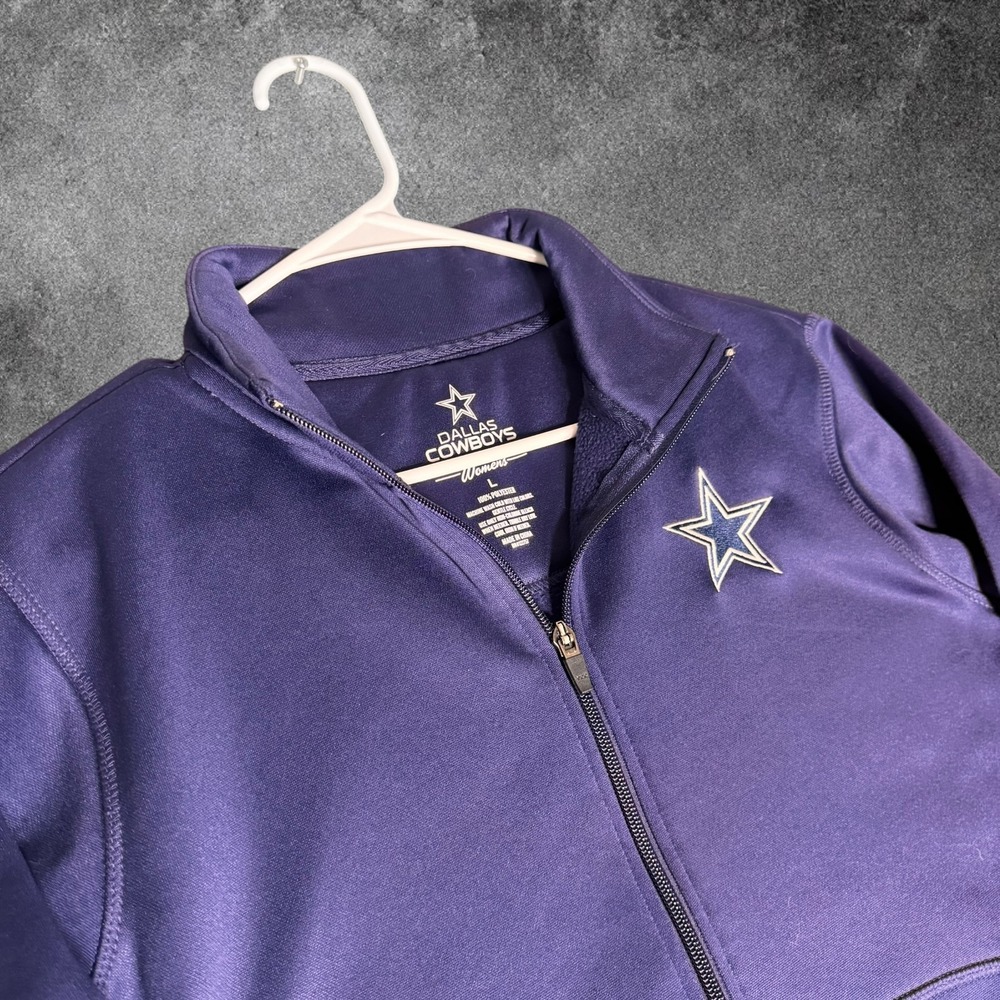 Dallas Cowboys Womens Large Quarter Zip Pullover Navy Blue NFL Embroidered Star